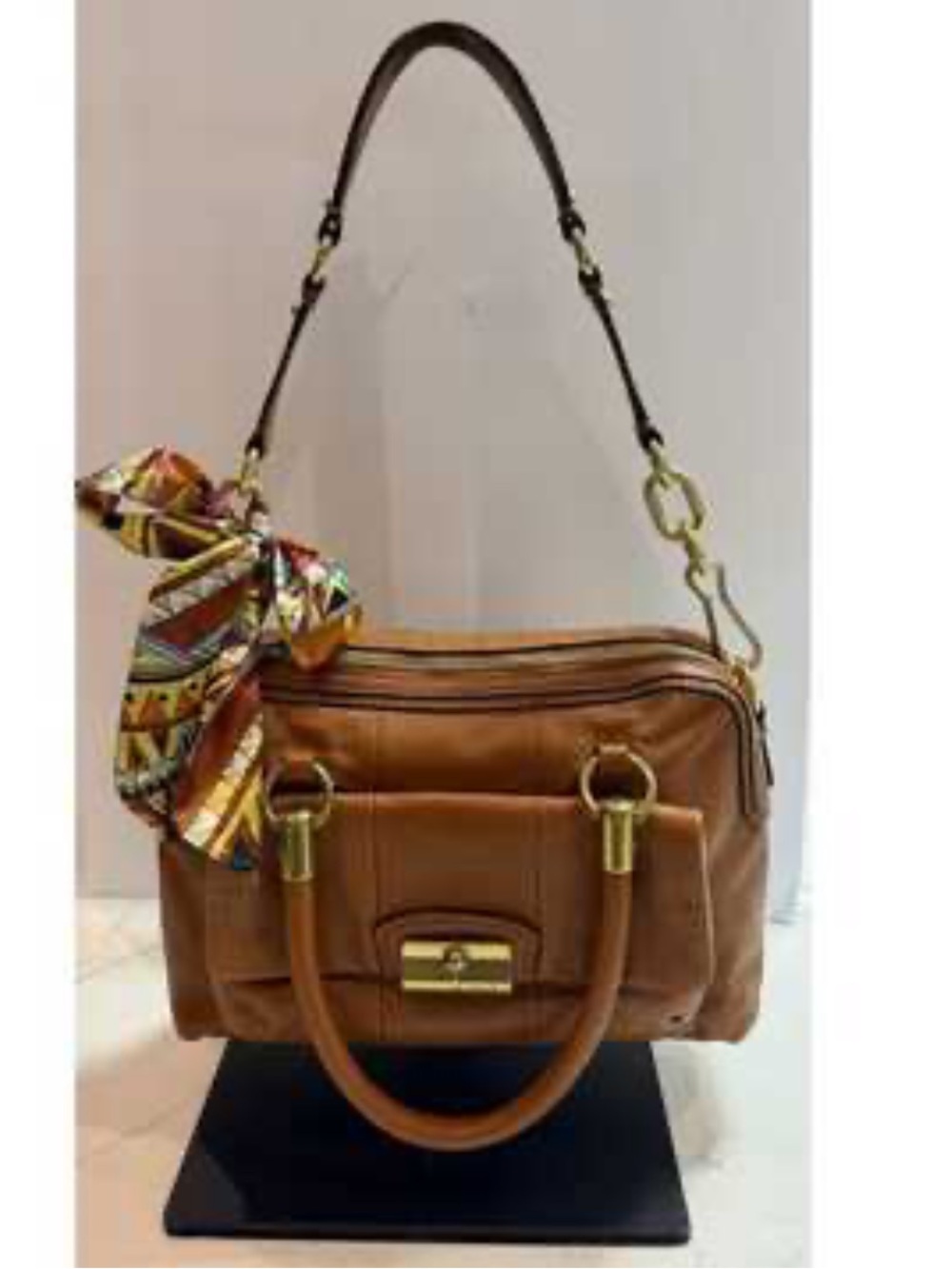 Vintage Coach Kristen Brown Leather Satchel with Gold Hardware